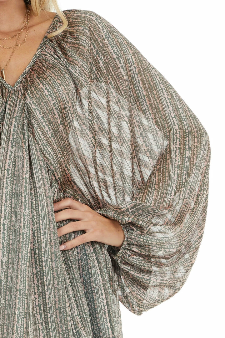 BucketList Forest Green Floral Print Long Puff Sleeve Babydoll Top 18 BucketList Forest Green Floral Print Long Puff Sleeve Babydoll Top