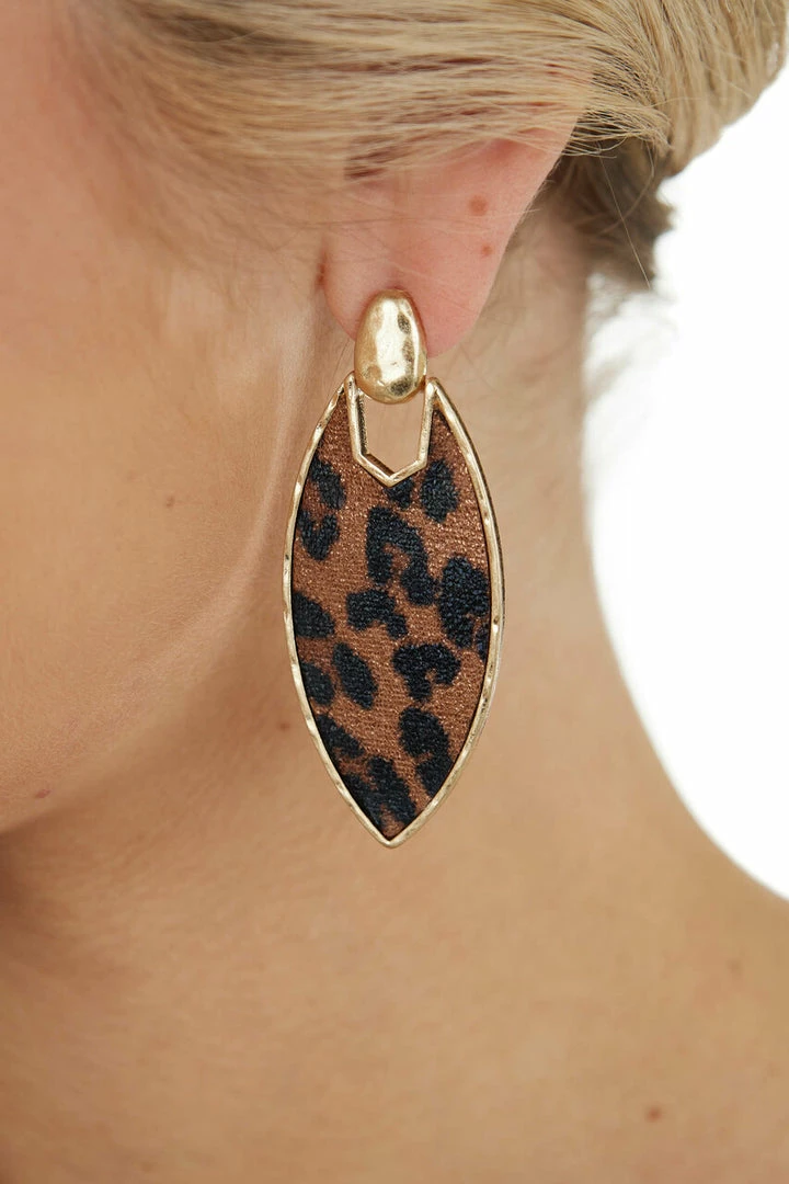 Urbanista Accessories Sepia Leopard Print Marquise Dangle Earrings 6 Urbanista Accessories Sepia Leopard Print Marquise Dangle Earrings