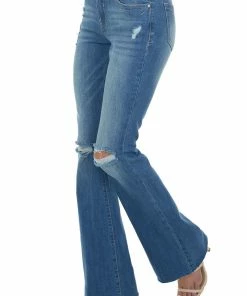 Special A Medium High Rise Raw Flare Distressed Jeans