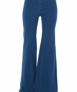 Flying Tomato Dark Wash High Rise Frayed Hem Flare Jeans