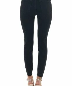 Judy Blue Bottoms Black Mid Rise Distressed Skinny Jeans With Leopard Patches