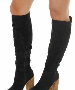 CCOCCI Black Faux Suede Tall Heeled Boots