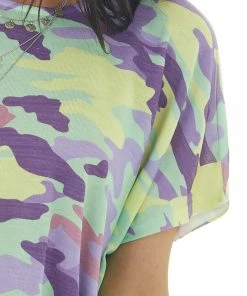 Fantastic Fawn Pistachio Camo Print Short Kimono Sleeve Stretchy Knit Top Tops 33 Fantastic Fawn Pistachio Camo Print Short Kimono Sleeve Stretchy Knit Top Tops