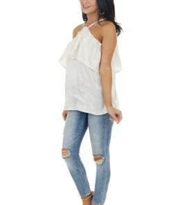 Andree Champagne Shimmer Sleeveless Top With Criss Cross Straps Tops