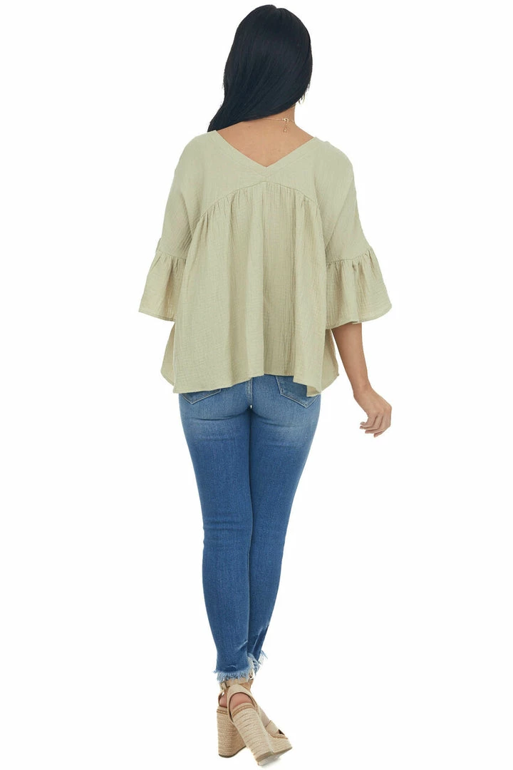 Davi & Dani Willow Button Down Flare Sleeve Blouse 13 Davi & Dani Willow Button Down Flare Sleeve Blouse