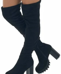 JP ORIGINAL CORP Shoes Black Thigh High Suede High Heel Lug Boots 11 JP ORIGINAL CORP Shoes Black Thigh High Suede High Heel Lug Boots