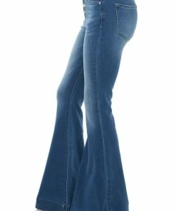KanCan Mid Wash High Rise Button Up Fly Flare Jeans Bottoms 20 KanCan Mid Wash High Rise Button Up Fly Flare Jeans Bottoms