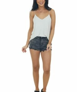 HYFVE Cloud Grey Flowy Knit Cami With V Neckline