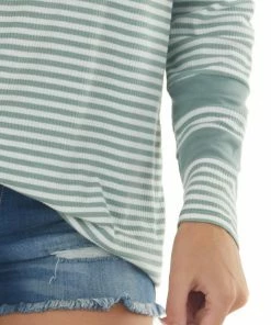 Vanilla Bay Sage Green Striped Print Long Sleeve Knit Top