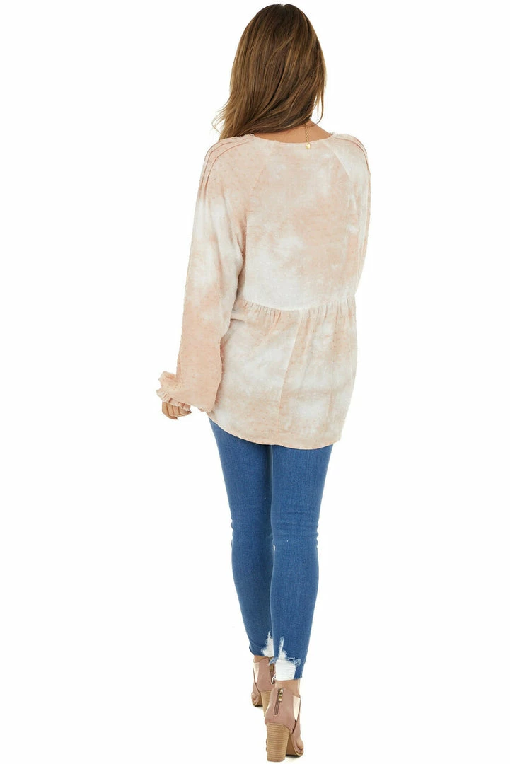 Umgee Dusty Blush And Ivory Tie Dye Swiss Dot Long Sleeve Top 14 Umgee Dusty Blush And Ivory Tie Dye Swiss Dot Long Sleeve Top