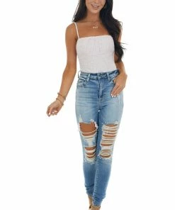 LE LIS Tops Light Mauve Floral Print Sleeveless Bodysuit