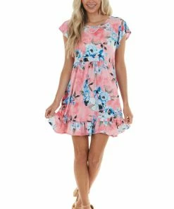 HEIMISH Watermelon Floral Short Dress With Pockets Dresses