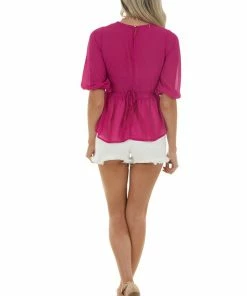 HYFVE Tops Mulberry Smocked Peplum Puff Sleeve Blouse 28 HYFVE Tops Mulberry Smocked Peplum Puff Sleeve Blouse