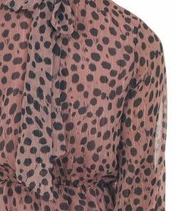 Peach Love Light Hibiscus Cheetah Print Mock Neck Dress