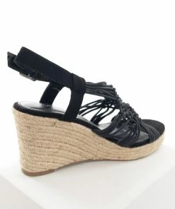 East Lion Corp. Shoes Black Woven Cord Espadrille Wedges