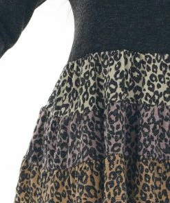 143 Story Charcoal Colorblock Drop Waist Long Sleeve Top