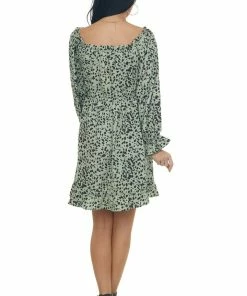 Jodifl Sage Cheetah Smocked Off Shoulder Dress Dresses