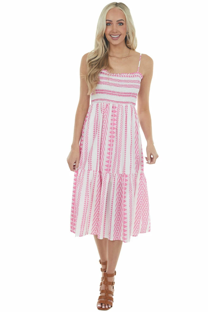 Umgee Magenta Abstract Striped Sleeveless Midi Dress 11 Umgee Magenta Abstract Striped Sleeveless Midi Dress