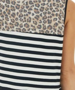 Haptics Black And Ivory Colorblock Sleeveless Knit Tank Top