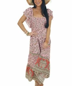 Umgee Carnation Floral Print Square Neck Midi Dress 21 Umgee Carnation Floral Print Square Neck Midi Dress