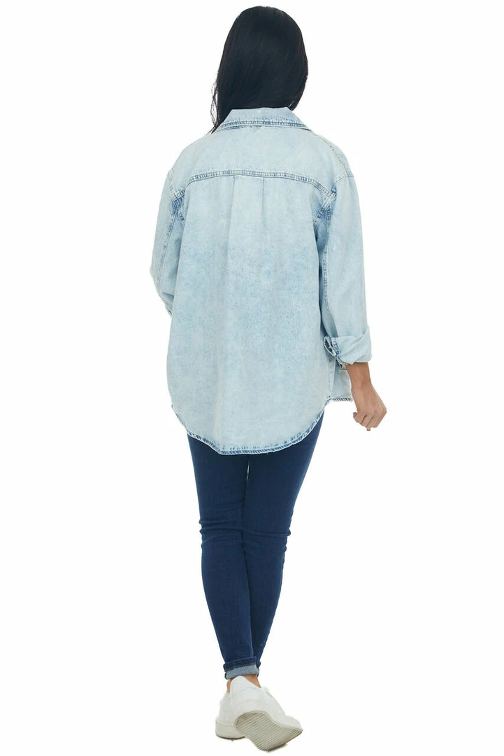 Wishlist Light Wash Button Up Denim Jacket With Pockets 9 Wishlist Light Wash Button Up Denim Jacket With Pockets