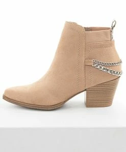 FORTUNE DYNAMIC Rich Latte Zip Up Booties With Chain Detail