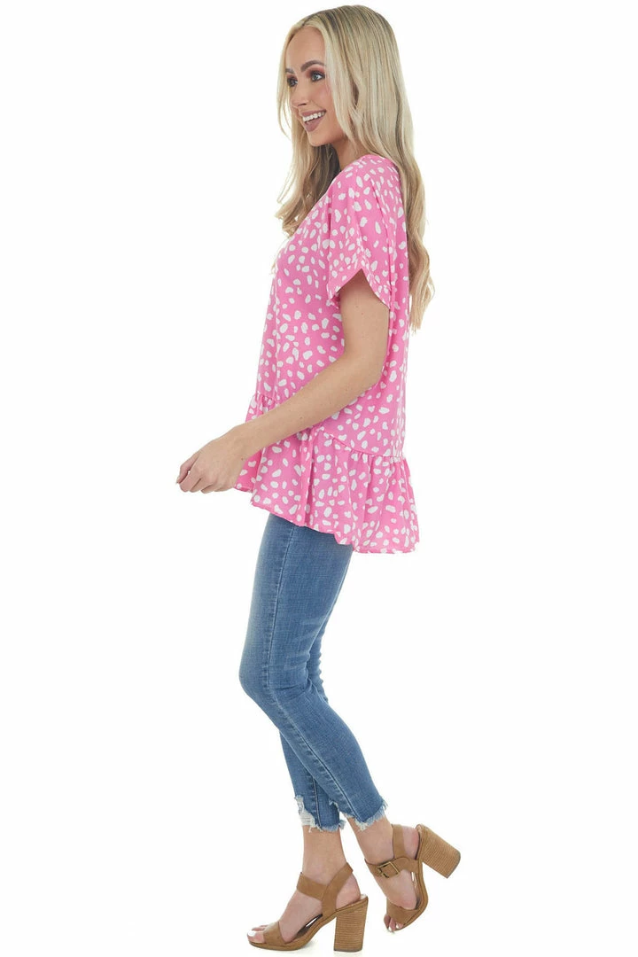 143 Story Magenta Spotted Print Drop Waist Blouse 17 143 Story Magenta Spotted Print Drop Waist Blouse