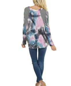 Haptics Charcoal Multicolor Tie Dye Top With Multiprint Contrast 30 Haptics Charcoal Multicolor Tie Dye Top With Multiprint Contrast