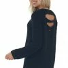Davi & Dani Black Bubble Sleeve Sweater With Back Cut Outs Tops