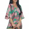 Entro Jade And Hibiscus Leaf Print Half Sleeve Dress 1 Entro Jade And Hibiscus Leaf Print Half Sleeve Dress