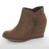 Brand Headquarters Shoes Sepia Wedge Heel Booties With Zipper Detail