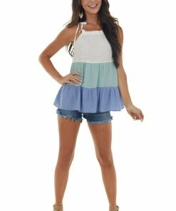 Hailey & Co Pearl Colorblock Textured Sleeveless Woven Top