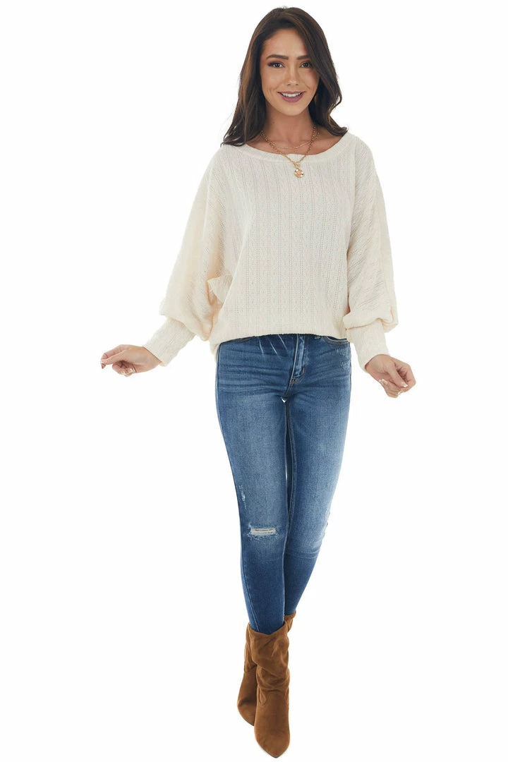 143 Story Tops Vanilla Textured Knit Banded Dolman Sleeve Top 13 143 Story Tops Vanilla Textured Knit Banded Dolman Sleeve Top