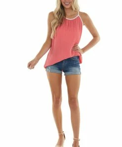 Haptics Coral Pleated Halter Neck Tank Top 15 Haptics Coral Pleated Halter Neck Tank Top