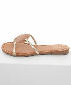 MIAMI SHOE Shoes Sienna And Gold Circle Detail Slip On Sandals 19 MIAMI SHOE Shoes Sienna And Gold Circle Detail Slip On Sandals