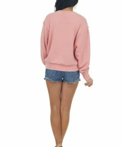 HYFVE Tops Heathered Punch Long Sleeve Knit Sweatshirt 27 HYFVE Tops Heathered Punch Long Sleeve Knit Sweatshirt
