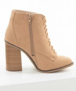 FORTUNE DYNAMIC Nude Faux Suede Lace Up High Heel Booties 21 FORTUNE DYNAMIC Nude Faux Suede Lace Up High Heel Booties