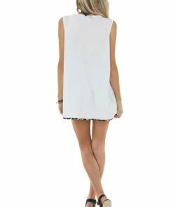 HEIMISH Ivory Sleeveless Stretchy Knit Top With Leopard Print Detail Tops 32 HEIMISH Ivory Sleeveless Stretchy Knit Top With Leopard Print Detail Tops