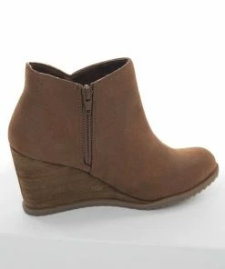 Brand Headquarters Shoes Sepia Wedge Heel Booties With Zipper Detail