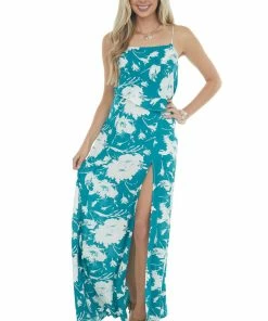 ROKOKO Dresses Pine Abstract Floral Print Woven Maxi Dress