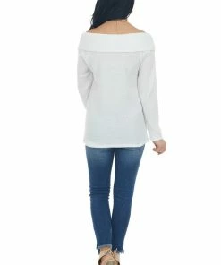 BiBi Ivory Criss Cross Brushed Waffle Knit Top