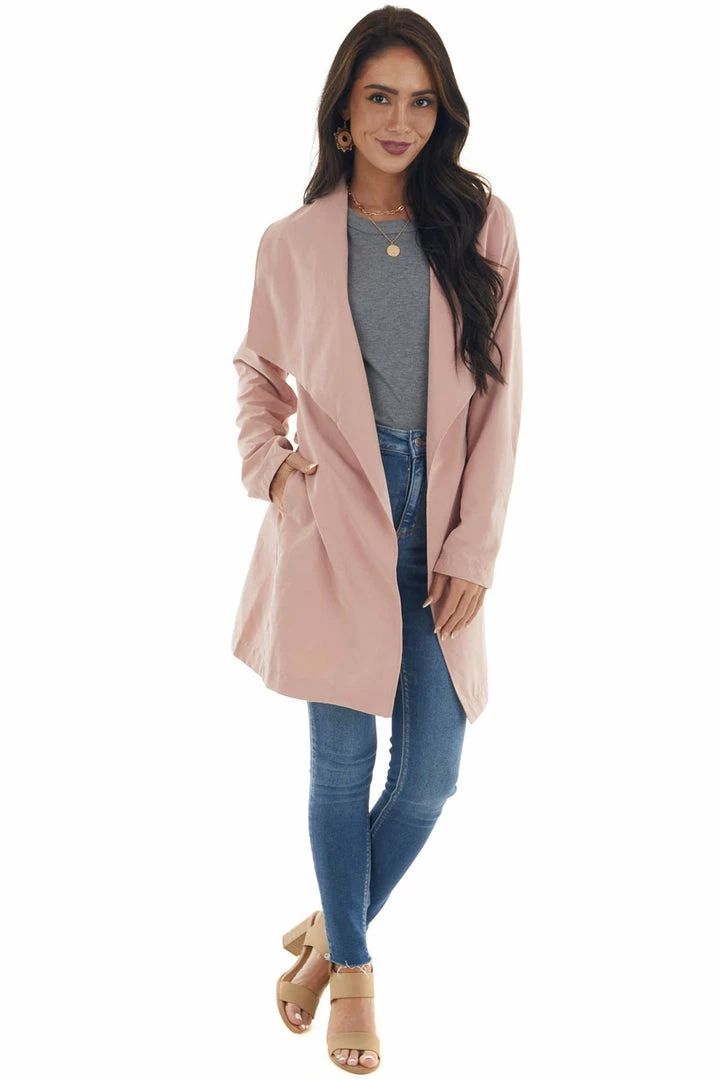 Style Melody Tea Rose Soft Lightweight Woven Trench Coat 16 Style Melody Tea Rose Soft Lightweight Woven Trench Coat