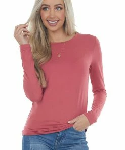 ZENANA Punch Solid Soft Knit Top With Long Sleeves