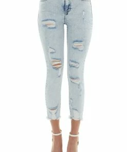 Cello Jeans Light Acid Wash High Rise Cropped Skinny Jeans Bottoms 14 Cello Jeans Light Acid Wash High Rise Cropped Skinny Jeans Bottoms
