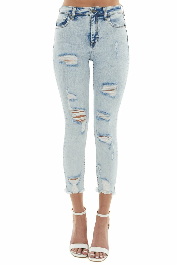 Cello Jeans Light Acid Wash High Rise Cropped Skinny Jeans Bottoms 7 Cello Jeans Light Acid Wash High Rise Cropped Skinny Jeans Bottoms