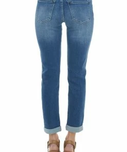 KanCan Bottoms Dark High Rise Distressed Girlfriend Jeans