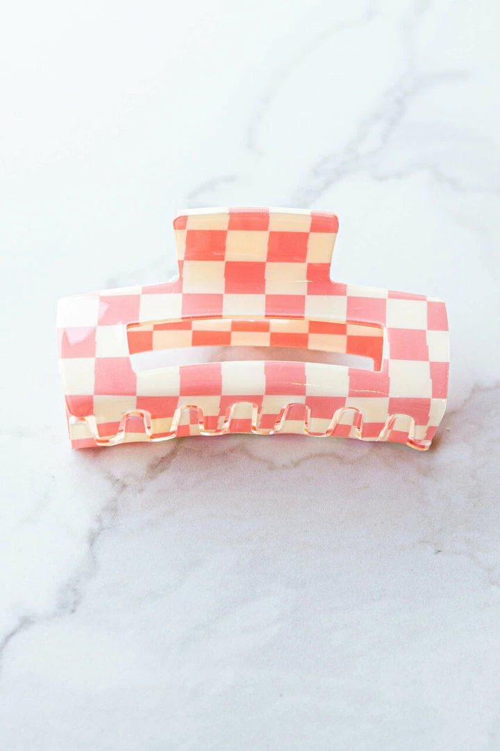 Denim & Daisy Accessories Punch Checkered Large Squared Hair Claw 3 Denim & Daisy Accessories Punch Checkered Large Squared Hair Claw