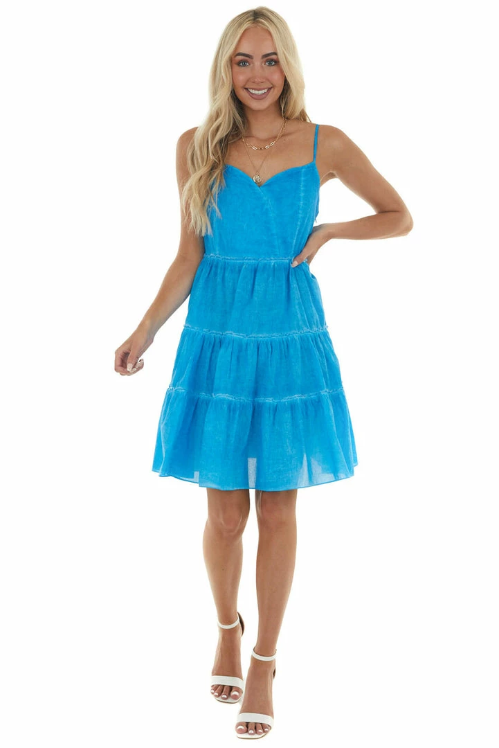Umgee Dresses Azure Blue Mineral Wash Sweetheart Neck Dress 5 Umgee Dresses Azure Blue Mineral Wash Sweetheart Neck Dress