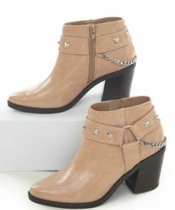 FORTUNE DYNAMIC Shoes Brown Sugar Crocodile Texture Heeled Booties