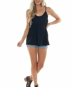 143 Story Tops Black Sleeveless Blouse With Smocked Bodice 12 143 Story Tops Black Sleeveless Blouse With Smocked Bodice